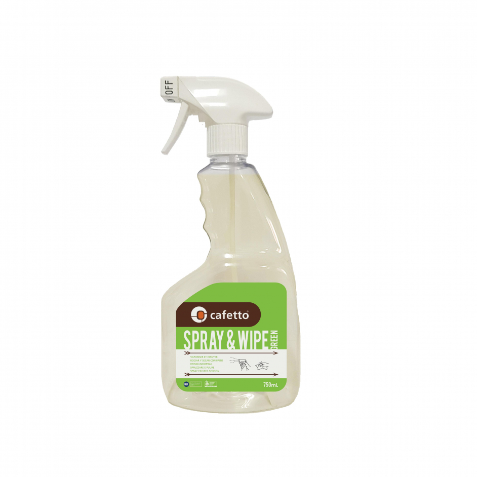 Cafetto Spray & Wipe Green is een biologisch afbreekbaar schoonmaakmiddel